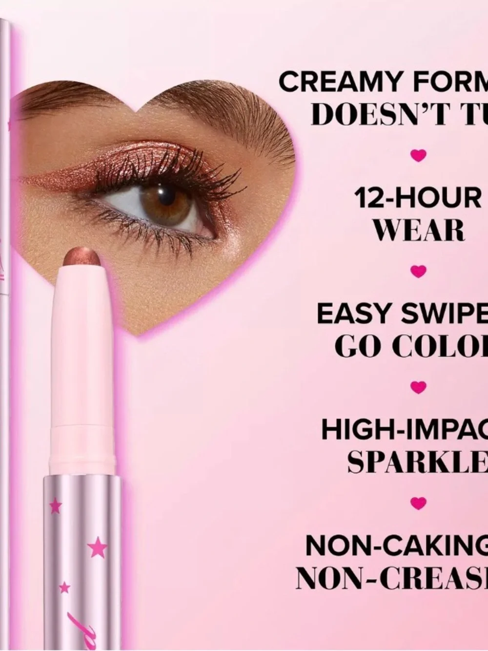 Too Faced Pink Metallic Eyeshadow Stick with Champagne Shimmer